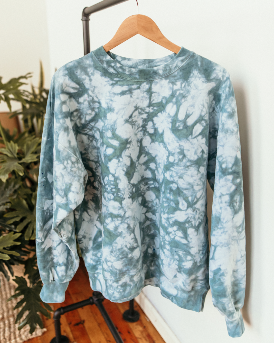 forest green ice-dyed sweatshirt