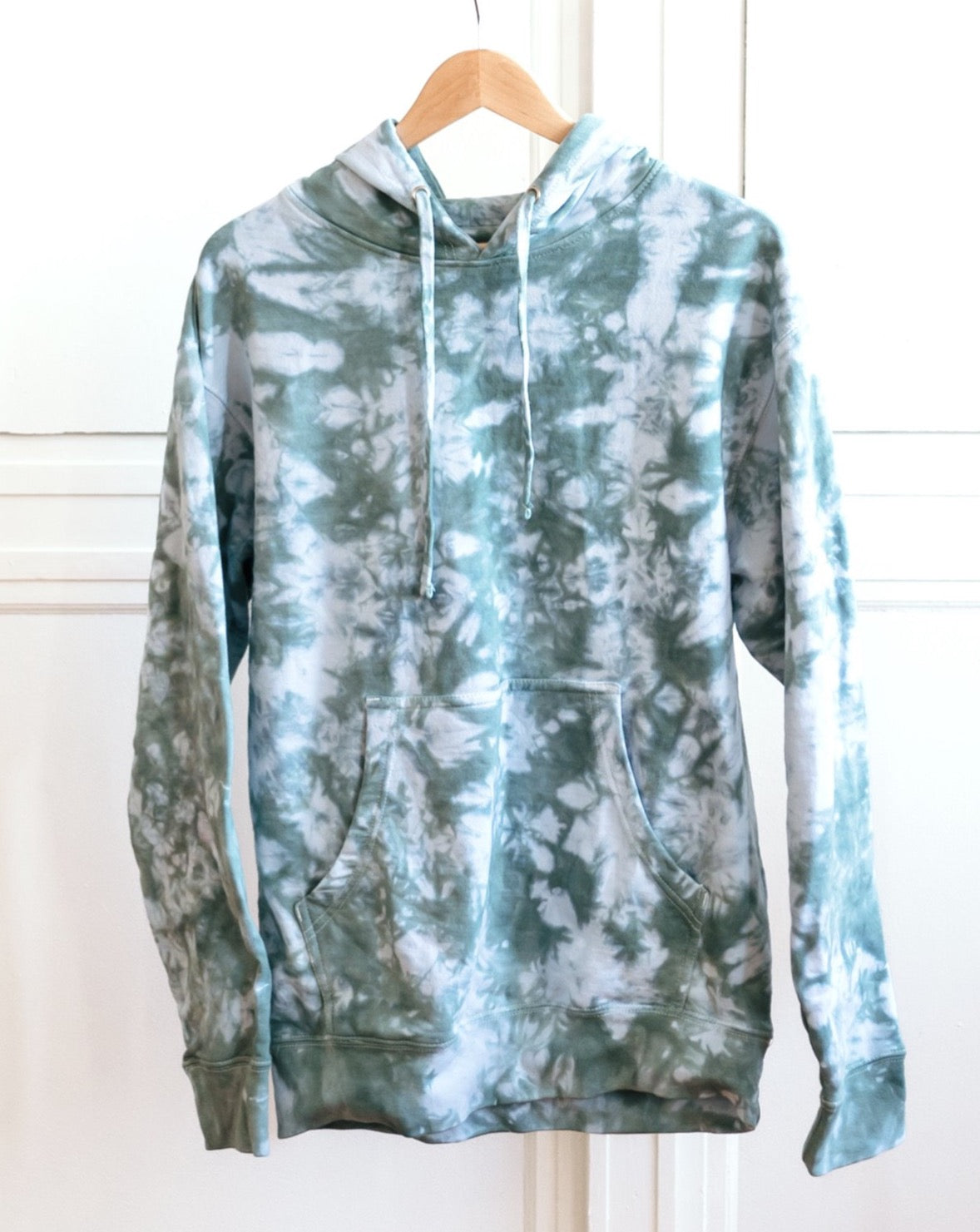 forest green ice-dyed hoodie