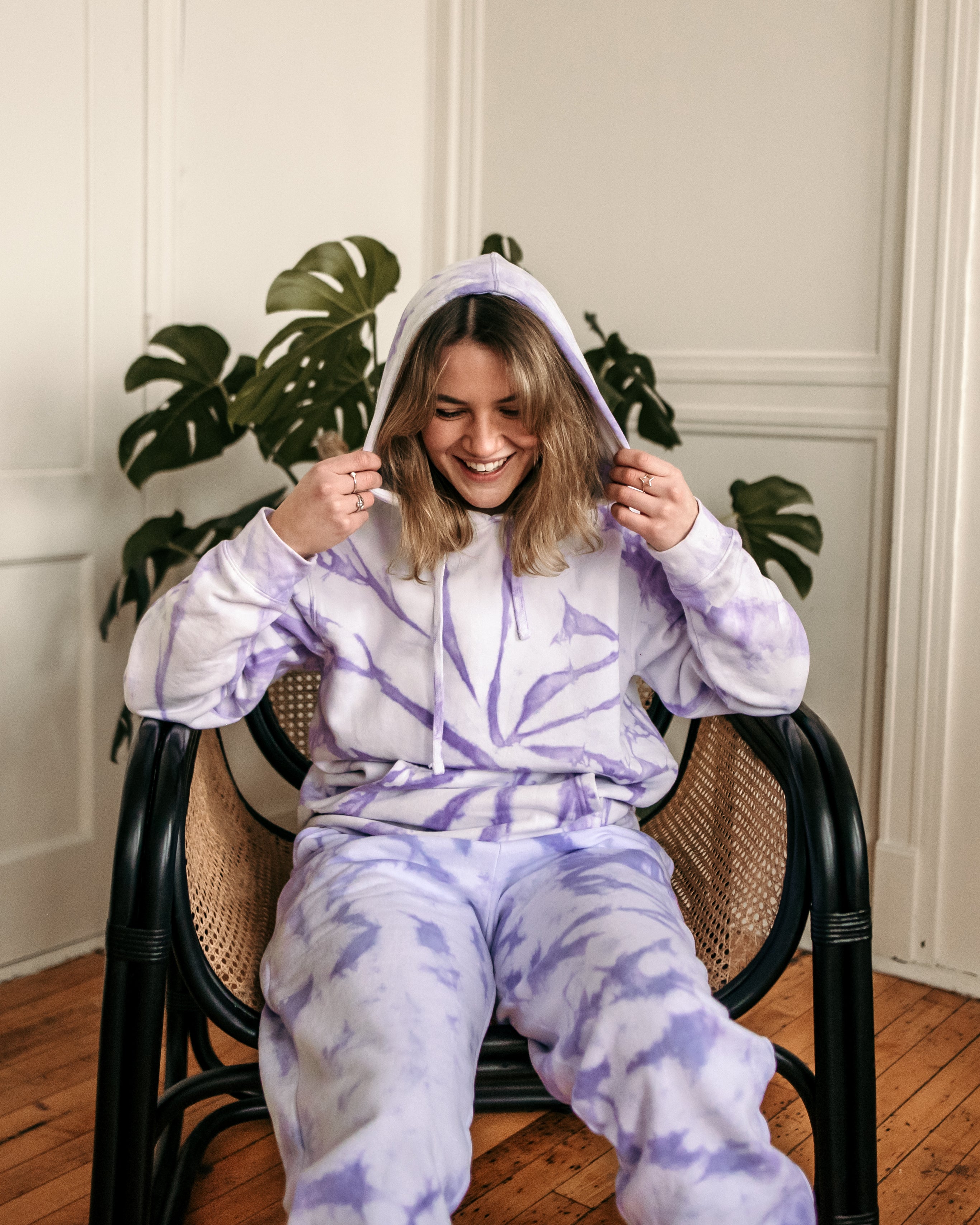 lilac swirl-dyed hoodie