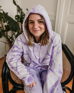 Load image into Gallery viewer, lilac swirl-dyed hoodie
