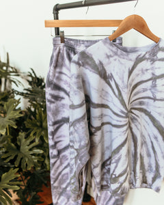 moody grey swirl-dyed sweatpants