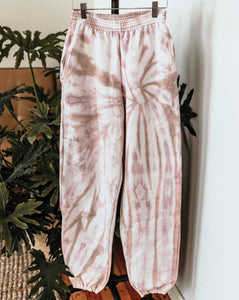 camel swirl-dyed sweatpants