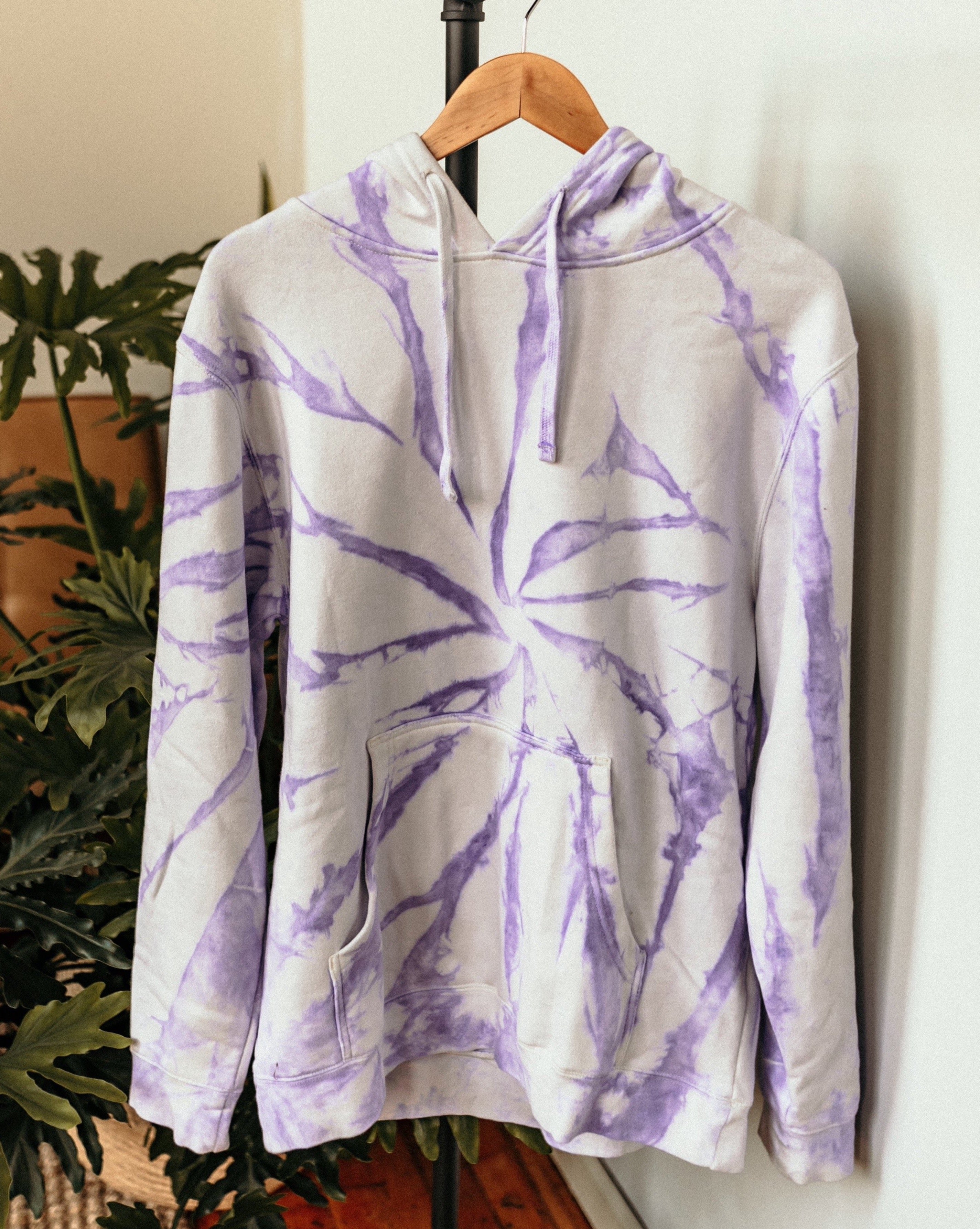 lilac swirl-dyed hoodie