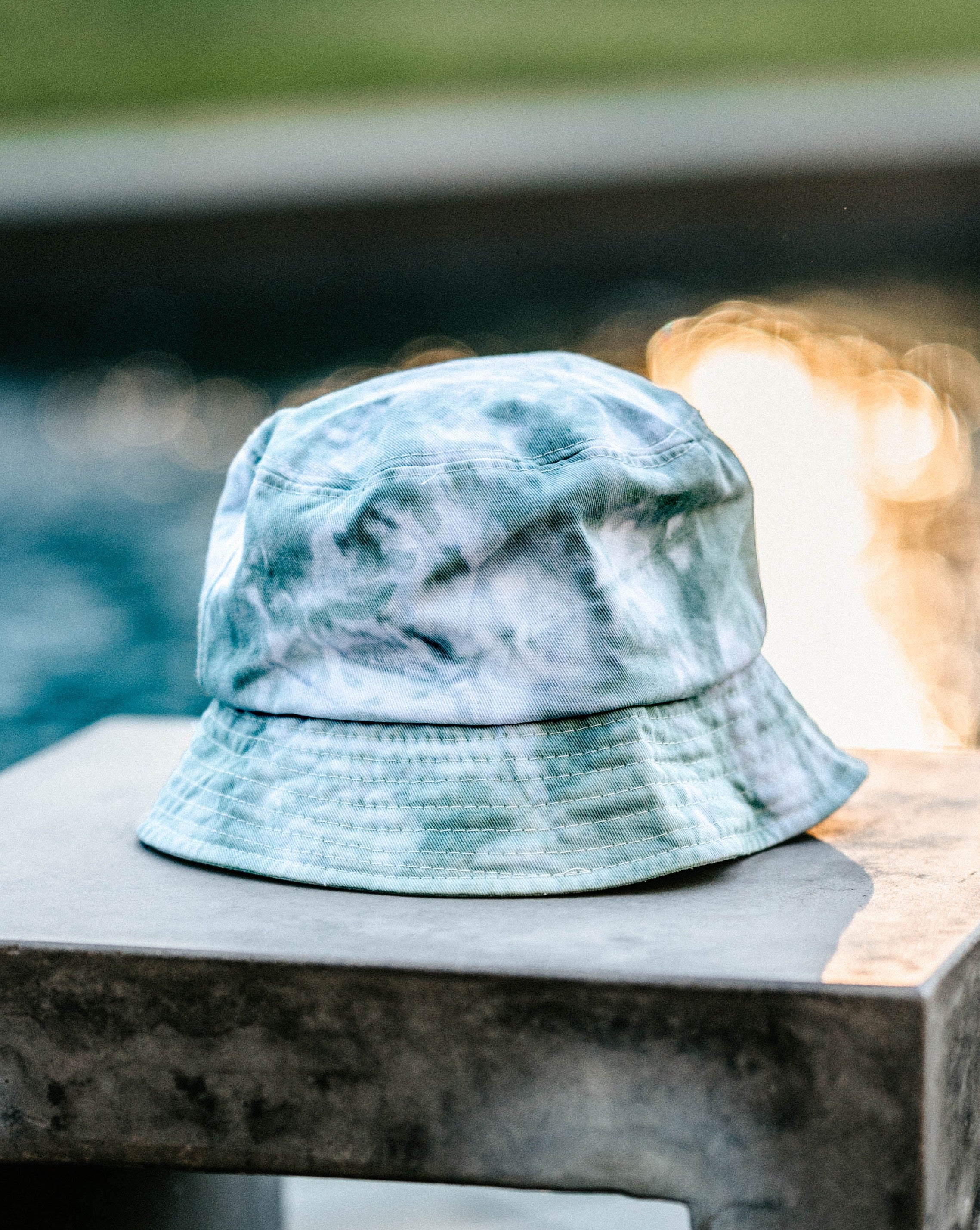 forest green ice-dyed bucket hat