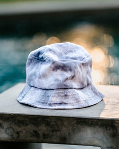 moody grey ice-dyed bucket hat