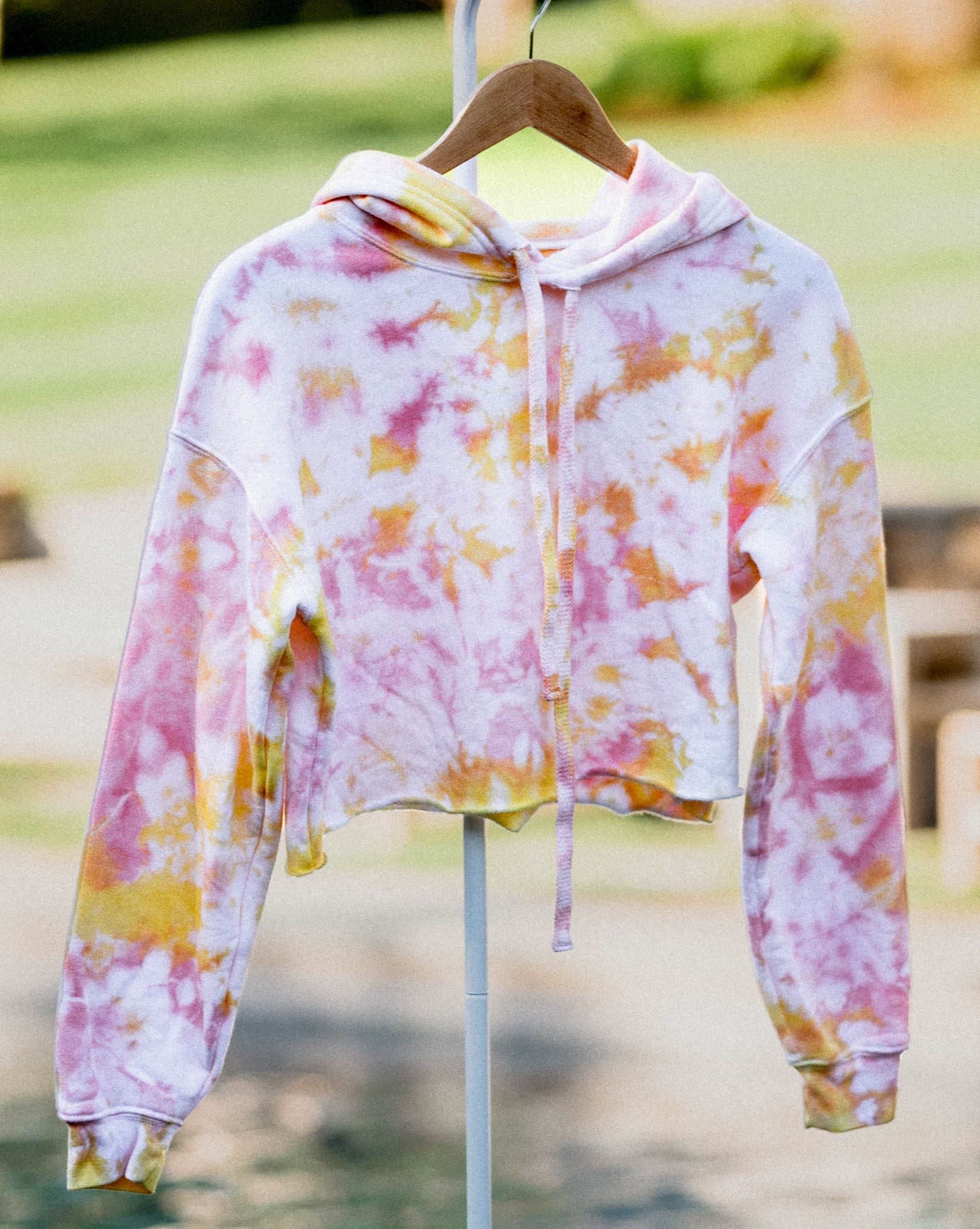 pink lemonade ice-dyed cropped hoodie