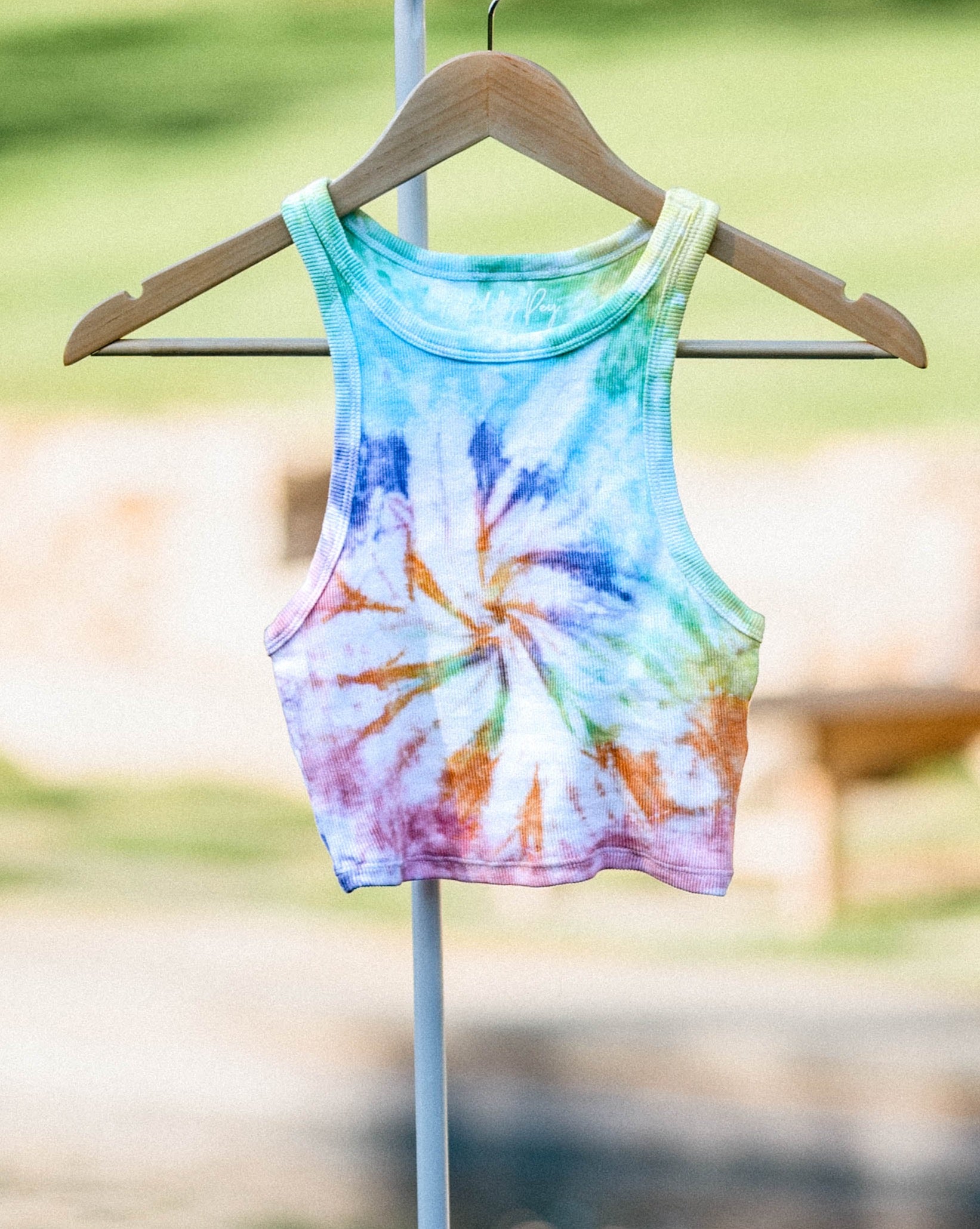 pastel rainbow swirl-dyed cropped tank