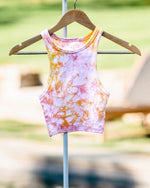 Load image into Gallery viewer, pink lemonade ice-dyed cropped tank
