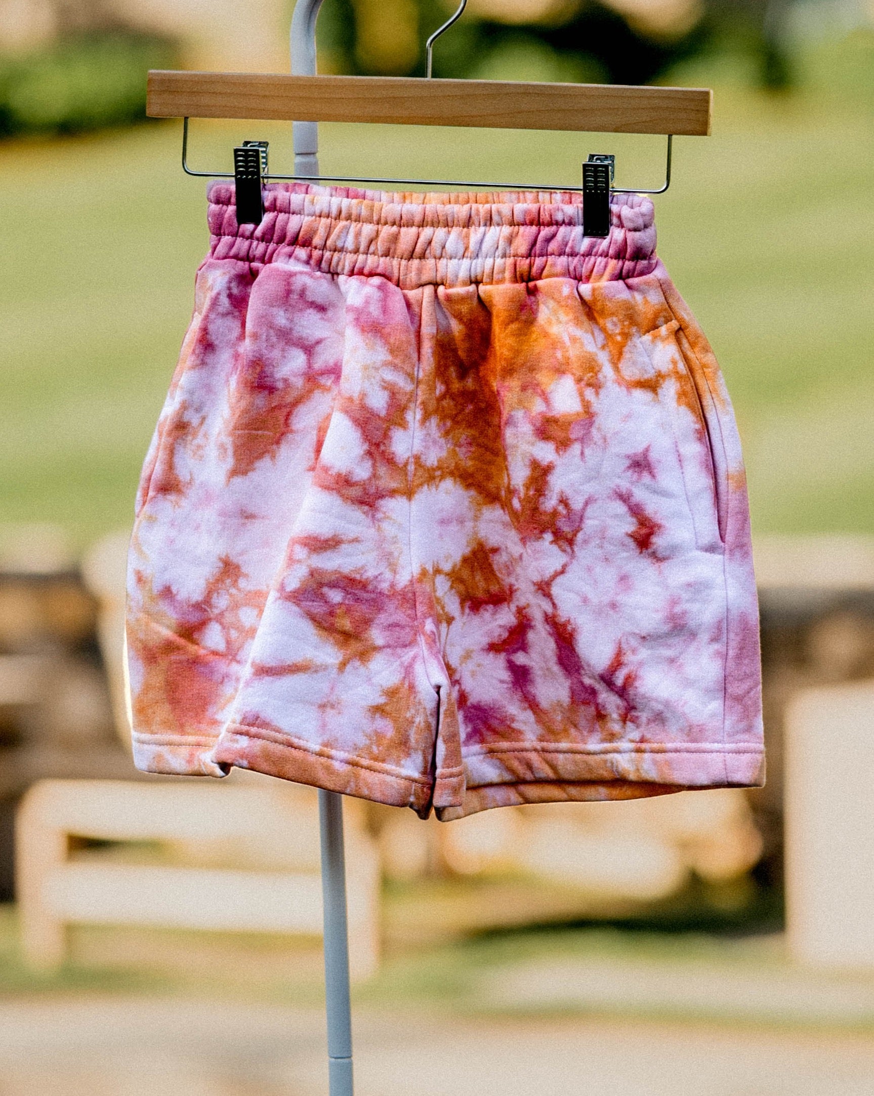 pink sunset ice-dyed sweat shorts