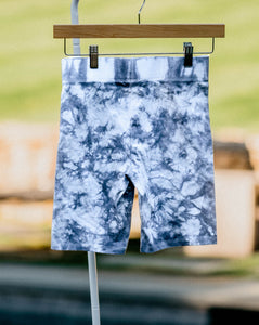 moody grey ice-dyed bike shorts