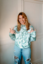 Load image into Gallery viewer, forest green ice-dyed hoodie
