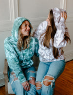 Load image into Gallery viewer, forest green ice-dyed hoodie
